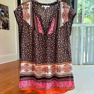 DR2 by Daniel Rainn Sheer Loose Fit Multicolor Top Women XS